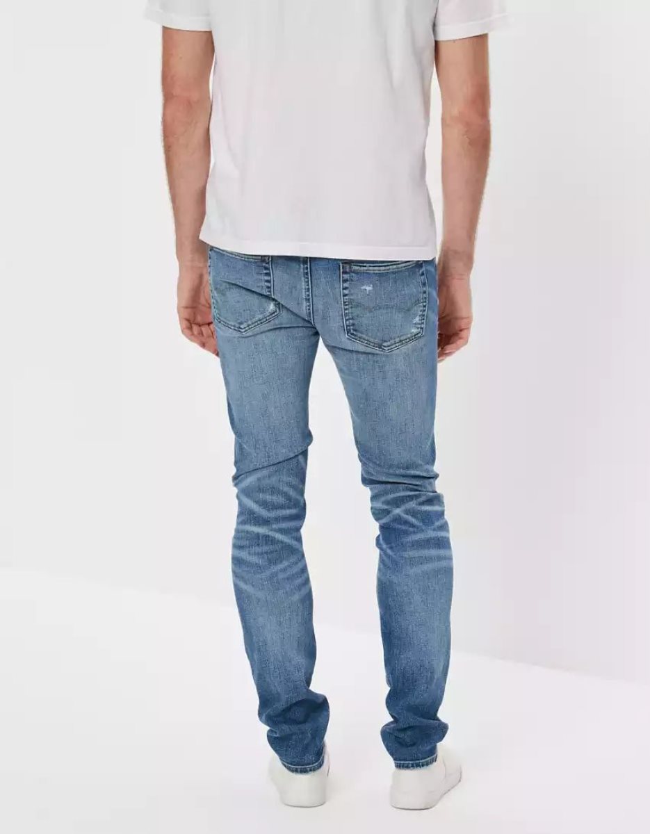 Jean American Eagle AE AirFlexPatched Mince Grise Homme | EJY-71698170